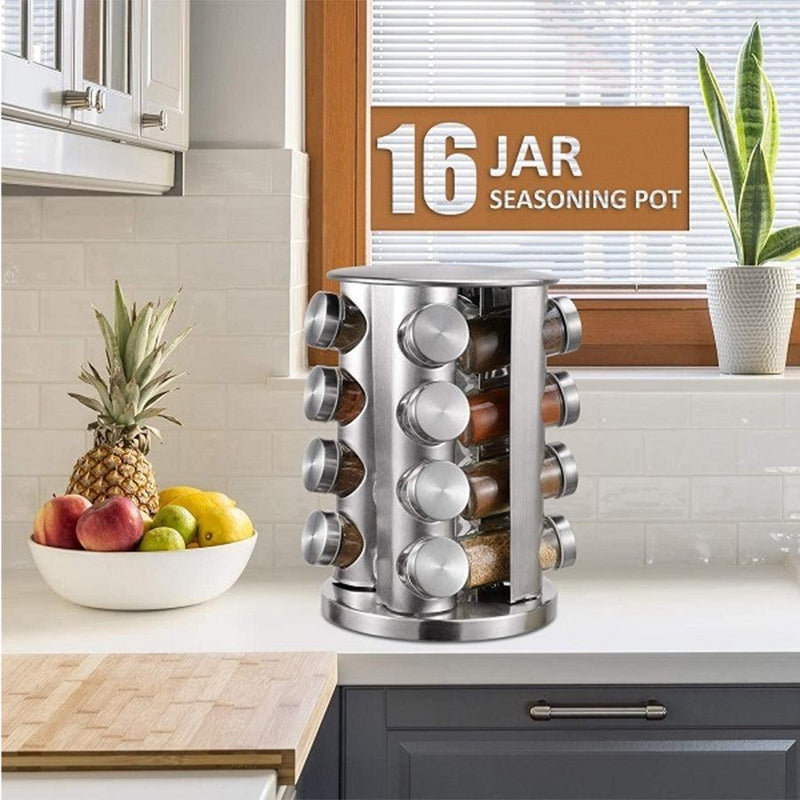 Porta Temperos Giratório De Inox - 16 | 12 Potes