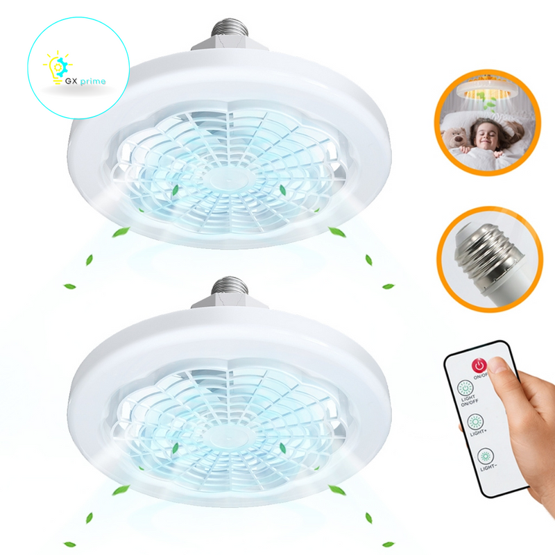 Kit com 3 Ventiladores Lâmpada De Teto Ajustável Luz Led Baixo Ruído Controle Remoto