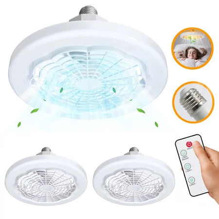 Kit com 3 Ventiladores Lâmpada De Teto Ajustável Luz Led Baixo Ruído Controle Remoto